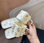 Pink roses ceramic cup